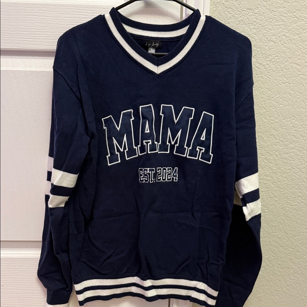 J for Justify Navy and White Sweater
